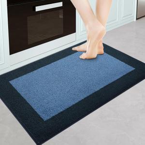 Machine Washable Throw Rug 24" x 36", Non Slip Kitchen Mat for Floor, Absorbent Entryway Rug for Kitchen, Bathroom, Door (Navy Blue)