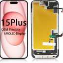 OEM-Grade Quality for iPhone 15 Plus Screen Replacement, 6.7 Inch AMOLED Display, Equipped with 3D LCD Touch Digitizer, Protective Film and Repair Tools with Light Sensor Flex