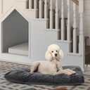 OhGeni Comfort Fluffy Dog Bed with Removable Washable Cover & Waterproof Lining, Chew Proof & Non-Slip Soft Crate Bed for Large, Medium, Small Size Dogs, 47in(Gray)