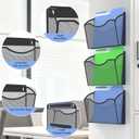 Gawerk Mesh Hanging Wall File Holders, Metal Vertical Wall Basket Mail Organizer for Office/Home (Black, 3 Pack Magnetic)