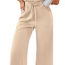 PRETTYGARDEN One Piece Jumpsuits for Women Dressy Summer Travel Outifts Casual Sleeveless Mock Neck Wide Leg Rompers(Beige,XX-Large) 