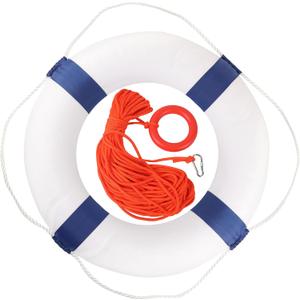 20/28 inch Foam Life Preserver Ring with 98.4 ft Floating Lifesaving Rope, Throwable Flotation Device, for Boat Safety Equipment