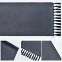 Artoid Mode Graphite Grey Tassel Table Runner, Linen Blend Rustic Farmhouse Style Kitchen Table Decoration Holiday Wedding Party Dinning Decor 13x90 Inch