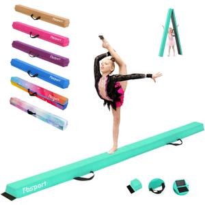 FBSPORT 9.5ft Balance Beam: Folding Floor Gymnastics Equipment for Kids Adults,Non Slip Rubber Base, Gymnastics Beam for Training, Physical Therapy and Professional Home Training, Green