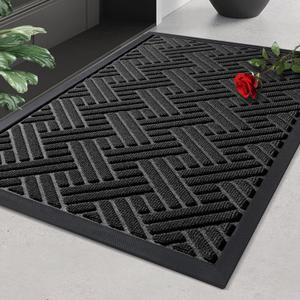 BEHERO Front Door Mat Indoor Outdoor Entrance, 29.5x17 Inch, Welcome Mat for Entryway, Stain and Fade Resistant, Heavy Duty Absorbent Door Mat, Non Slip Door Mats Outdoor, Entry Doormat, Black