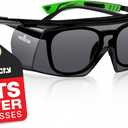 NoCry Tinted Safety Glasses Over Eyeglasses for Men and Women with Anti Scratch Wraparound Lenses UV400 and ANSI Z87 Certified Adjustable Temples with Anti-Slip Tips Great for Shooting
