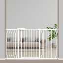 Vothco Extra Wide Baby Gate 53-57.5 Inch, Tension Mounted No Drilling, Auto Close Indoor Safety Gate for Stairs & Doorways - Metal Design for Kids and Pets, White