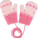 Kids-Warm-Knit Mittens - Girls-Winter Outdoor-Thickened Cold-Weather Wool Toddlers Ski Gloves For 3-5 Years