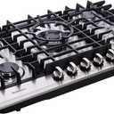 30 Inch Gas Cooktop Built-in 5 Burners Stainless Steel Gas Stovetop LPG/NG Convertible Dual Fuel Gas Hob DT5703, 29.9 inches x 19.7 inches