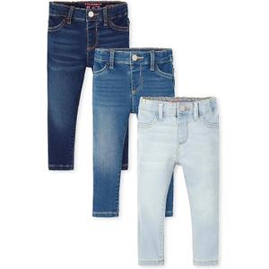 The Children's Place baby girls And Toddler Stretch Knit Denim Legging Jeans 2 pack Skort, Brooke Wash Ice Wash Reflection Blue Wash, 4T US