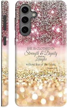 Compatible with Samsung Galaxy S25 5G Case,Case for Samsung Galaxy S25 Double-Layer Full Body Drop Protection,Christian Quotes Bible Verse Proverbs 31:25