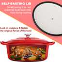E-far 7QT Oval Dutch Oven Pot with Lid, Enameled Cast Iron Dutch Oven with Dual Handles for Sourdough Bread Baking Cooking, Nonstick Enamel Coated Cookware(Red), Non-Toxic & Easy Clean