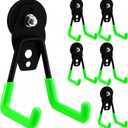 Landhoow 6 Pcs Large Magnetic Hooks Heavy Duty Garage Magnet Hooks Strong Storage Utility Magnetic Hangers with Anti Slip Rubber Coating for Indoor and Outdoor Hanging (Green)