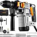 1-1/4 Inch SDS-Plus Rotary Hammer Drill, 12.5Amp Electric Heavy Duty Hammer Drill Corded with 4 Functions, Demolition Hammer for Concrete with Drill Bits and Chisels, Safety Clutch & Vibration Control