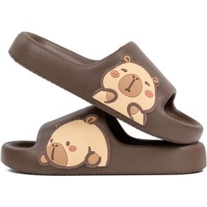 2 x Men's and Women's Capybara Slides,Cute Capybara Slippers for Indoor Outdoor,Non Slip Quick Drying Shower Shoes,Comfort Cloud Slides Sandals (Brown)