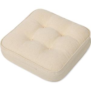 GOFORIT Chair Cushions,Tufted Shredded Memory Foam Chair Pads, Non-Slip Seat Cushions with Removable Cover, 16'' x 16'', Beige