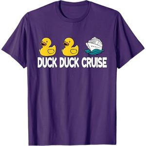 Duck Duck Cruise Funny Family Cruising Matching T-Shirt (Small, Purple)