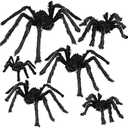 Dreampark Halloween Spider Decorations, 5 Pcs Realistic Hairy Spiders Set, Scary Spider Props for Indoor, Outdoor and Yard Creepy Decor (5 Different Sizes)