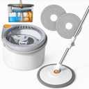 Spin Mop and Bucket Set with Microfiber Mop Head and Wringer, mops for Floor Cleaning, with Clean and Dirty Water Separation System Dust Mop for Hardwood Floors