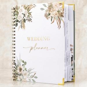Beautiful Greenery Wedding Planner Book and Organizer - Enhance Excitement and Makes Your Countdown Planning Easy - Unique Engagement Gift for Newly Engaged Couples, Future Brides and Grooms