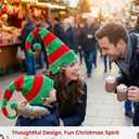 BigOtters Christmas Elf Hat, Long Striped Felt Hat with Cute Brooch Pin for Kids Adults