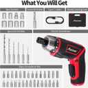 AVID POWER Electric Screwdriver Set Rechargeable 4V Cordless Screwdriver Kit with 44pcs Accessories, 5.65Nm Screw Gun, 5+1 Torque Setting, 2 Position Handle with LED Light