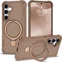 Designed for Samsung Galaxy S24 & S25 Case 6.2'' with Magnetic Ring Stand [Military Drop Protection][Compatible with MagSafe] Shockproof S24 & S25 Phone Case for Men Wowen,Brown 2585