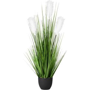 Vlorart 34" Artificial Greenery Floor Plants with Reed Flowers, Tall Fake Plant Potted, Faux Pampas Grass Silk Plants for House Decorations, Lobby, Bathroom, Wedding, Garden Indoor and Outdoor (White*1)