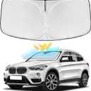 for BMW X1 F48 U11 2016-2024 2025 Windshield Sun Shade - 4 Layers Car Sunshades for Front Windows Shade Cover Custom Fit X1 F48 U11 Sun Visor 240T Retractable Shade Blocks UV Rays Car Accessories
