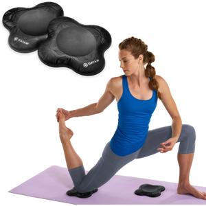 Gaiam Yoga Knee Pads (Set of 2) - Yoga Props and Accessories for Women/Men Cushions Knees and Elbows for Fitness, Travel, Meditation, Kneeling, Balance, Floor, Pilates (Black)