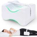 Knee Pillow for Side Sleepers with Straps, Charcoal Memory Foam Leg & Knee Pillow for Hip Pain, Back Pain, Sciatica Pain Relief, Pregnancy, Knee Support Pillow for Sleeping (Standard, White)