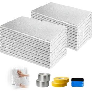 Garage Door Insulation Kit, Pre-Cut 6MM Thick EPE Foam with Double Aluminum Foil, Energy Saving Insulation Panels, Heat & Cold Barrier, Easy DIY Install with Tape & Scraper (24" x 48", 16 PCS)