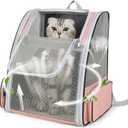 Cat Backpack Carrier Large Pet Backpack for Small Dog Medium Cat Puppy Kitten Bunny up to 15lbs, Ventilated Mesh Dog Collapsible Travel Backpack for Hiking Walking Outdoor (pink)