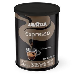 Lavazza Espresso Ground Coffee, Medium Roast, 100% Arabica, 8 oz Tin (Pack of 6)