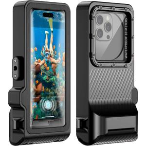 Waterproof Phone Case for Snorkeling - Underwater Touchscreen Housing, Universal Underwater Photo&Video Diving Case for iPhone 16/15/14 Pro Max Samsung Galaxy S25/S24 Ultra Up to 6.9'' Black