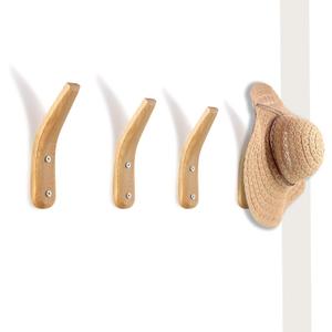 Boao 4 Pieces Wood Hooks for Towels Wall-Mounted Natural Wood Wall Hanger Unique V Shape Wall Mount Storage Coat Rack for Hanging Coats Hats Bags(Wood Color)