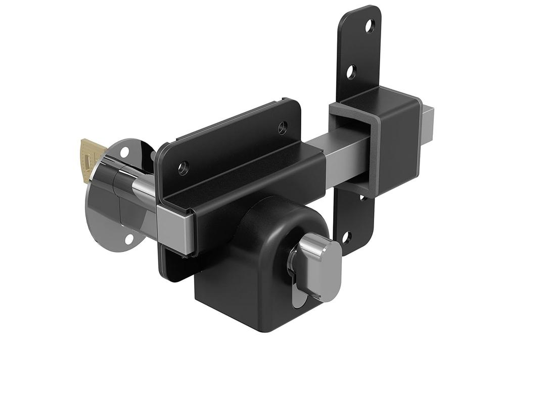 GateMate Long Throw Gate Lock 1490116, Euro Profile Gate Lock for Sheds, Gates & Garage Doors, Keyed Outside & Inside Thumb Turn, 316 Stainless Steel, For Wooden Gates & Doors Up to 2 (70mm), 5 Keys
