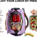 Joymee Lunch Bag Women Insulated Lunch Box Reusable Leakproof Large Spacious Cooler Tote for Women Men Adult with Bottle Holder and Side Pockets for Work Office Travel Picnic - Purple