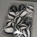 Riceshoot 24 Pcs Christmas Black and White Ball Ornaments Xmas Plastic Stripe Dot Hanging Ball for Christmas Tree Party Decoration Supplies(2.36 Inch) (Classic Style)
