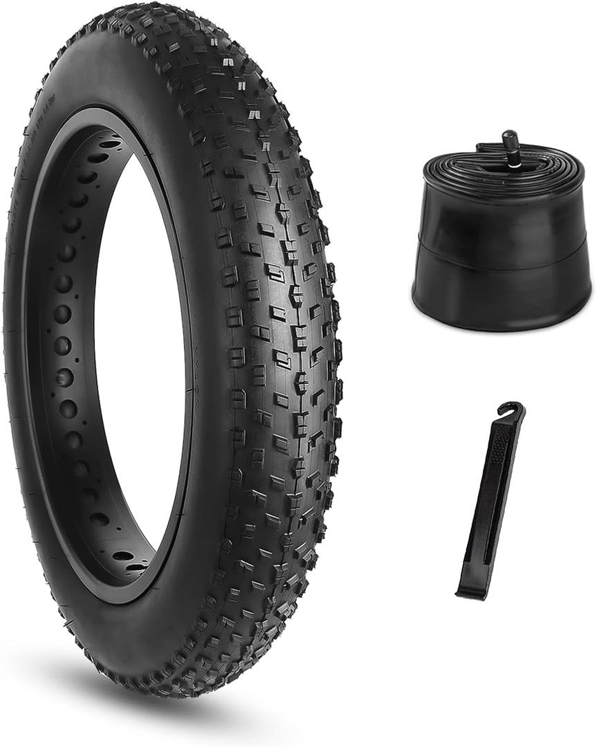 Hycline Fat Bike Tires Set: 20x4.0/26x4.0 Inch Folding Replacement MTB Fat Tires, All-Terrain High-Density Bicycle Tires with Inner Tubes and Tire Levers for Urban Street or Trail Riding Hycline Fat Bike Tires Set: 20x4.0/26x4.0 Inch Folding Replacement MTB Fat Tires, All-Terrain High-Density Bicycle Tires with Inner Tubes and Tire Levers for Urban Street or Trail Riding
