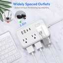 Extension Cord 15 ft, Power Strip with 6 Outlets 4 USB Charger(2 USB C Port), Flat Plug Outlet Extender Long Cord, Protection for Indoor, Home, Office Supplies, Dorm Room Essentials