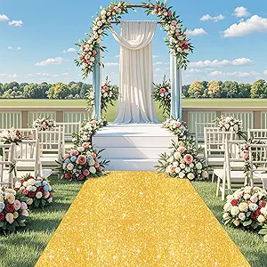 Black Aisle Runner 4x15 FT Sequin Aisle Runner for Wedding Ceremony Party Rug Runners Sequin Aisle Runners Wedding Floor Walkway Glitter Runway Carpet Runner for Party Prom (4ft x 15ft (Rectangular))
