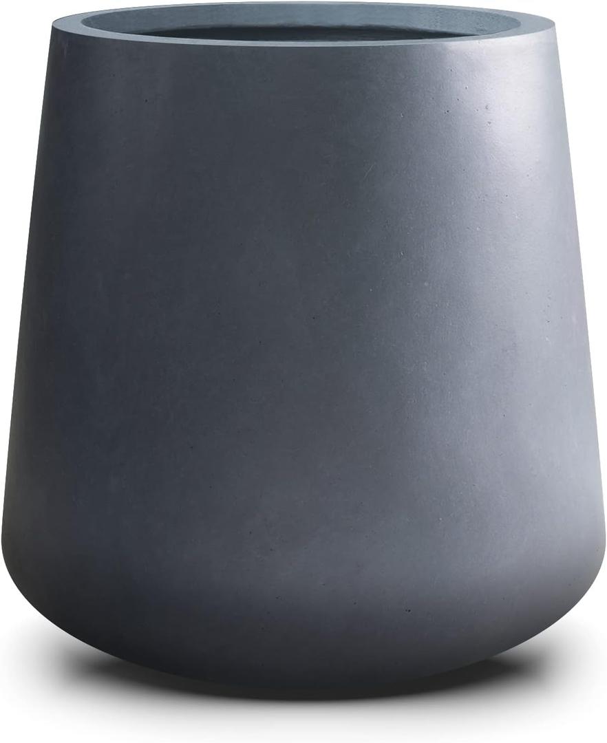 Kante Round Concrete Planters Outdoor Indoor Decorative Plant Pot, Charcoal, 12.2"H