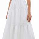 2026 Casual Beach Floral Maxi Boho Flowy A Line Sundress for Women | Lace Up Back, V Neck, Adjustable Spaghetti Strap, Vacation Wedding Guest Bridal Shower Tea Party Dresses (White)