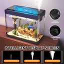 Vehipa Fish Tank 2.4 Gallon Aquarium with Heater, 3-in-1 Silent Pump with Filteration & Oxygenation & Circulation, 7-Color Timer Cycle Light, Temperature Display, Humidifier, HD Glass Fish Bowl