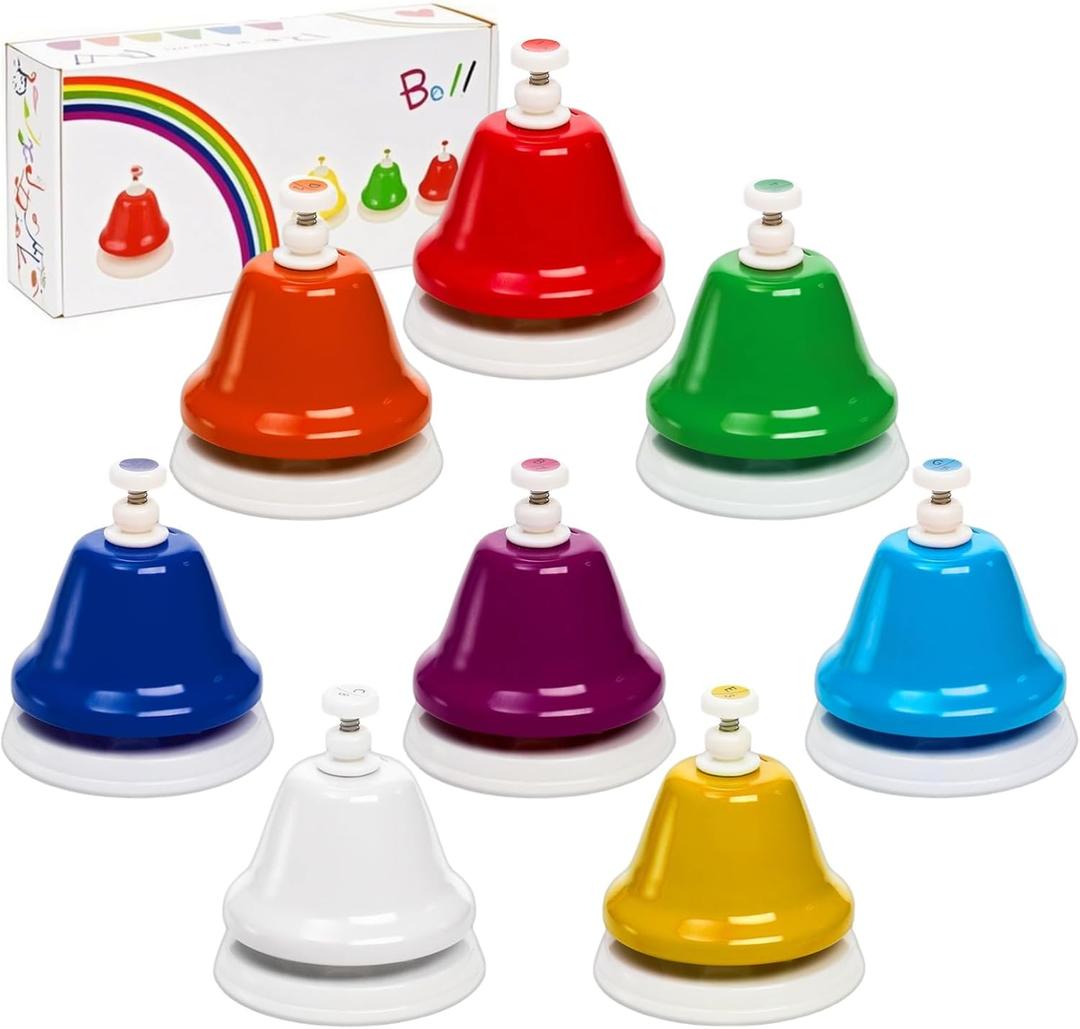 8 Notes Desk Bells, Music Bell Percussion Instrument, Colorful Diatonic Metal Bells, Chromatic Musical Table Bell for Teaching Church Chorus Holiday Party Supplies Birthday Gift