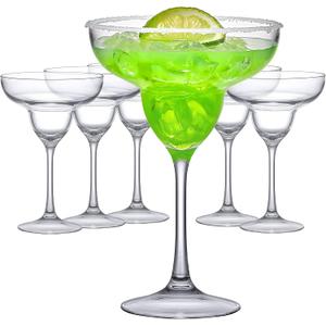 Amazing Abby - Peggy - 18-Ounce Plastic Margarita Glasses (Set of 6), Plastic Cocktail Glasses, Reusable, BPA-Free, Shatter-Proof, Dishwasher-Safe, Perfect for Poolside, Outdoors, Camping, and More