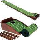 Putting Green Indoor Mat Outdoor Golf Putting Mat with Automatic Ball Return - Ideal for Home, Office, and Outdoor Use