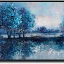 Framed Canvas Wall Art Canvas Prints Pictures for Bedroom Blue Tree Wall Art Painting Nature Landscape Artwork Large Size Picture for Home Office Living Room Bedroom Bathroom Wall Decor 20x40 (40L" x 20W")