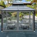 Gazebo Universal Replacement Mosquito Netting, Outdoor Mesh Netting Screen 4-Panel Sidewall with Zipper for Patio, Canopy, Garden and Backyard, Gray(Mosquito Net Only) (Gray, 10' x 10')